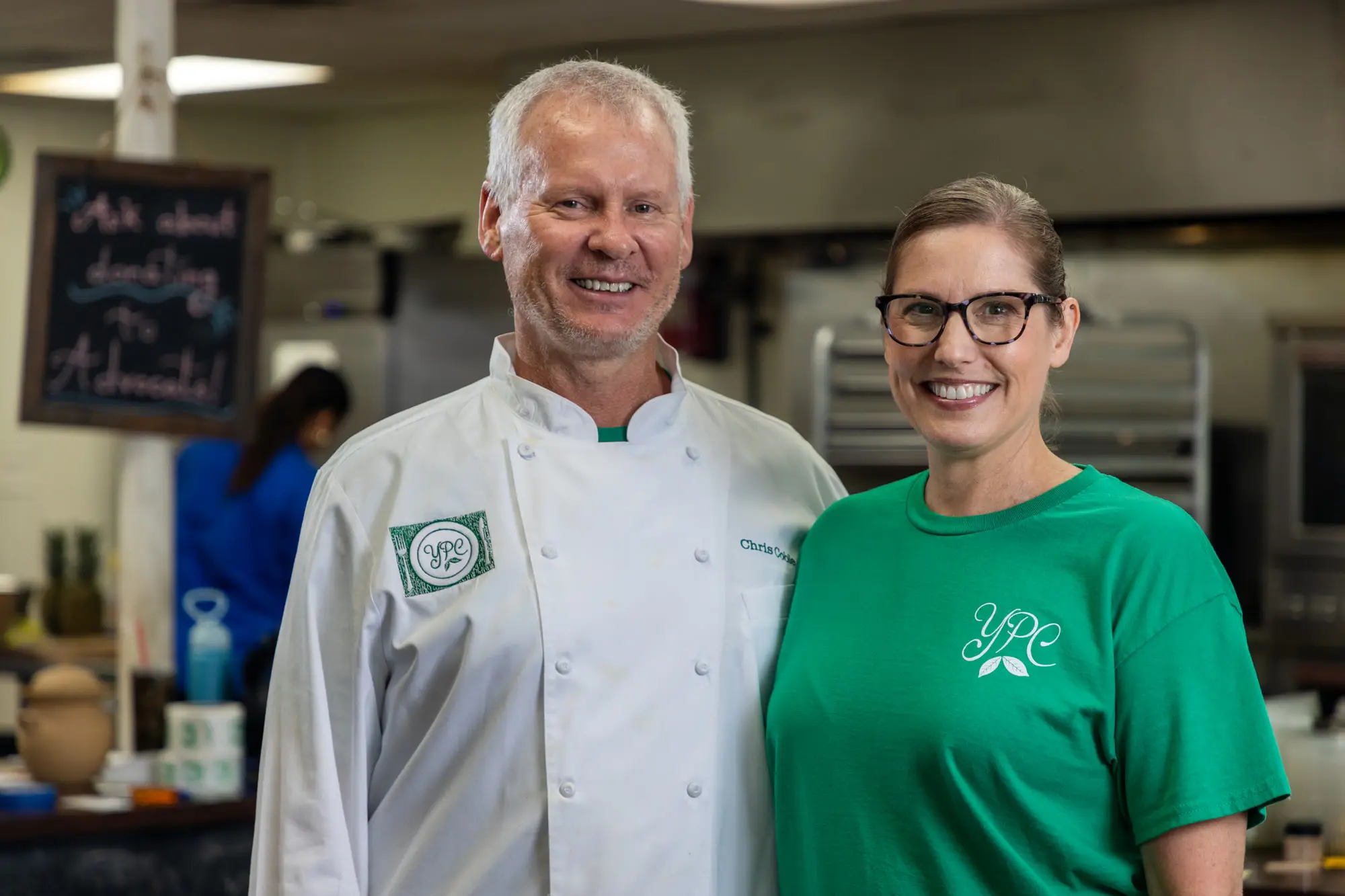 Chef Chris Coble and Janet Coble in the YPC Market kitchen in Aledo